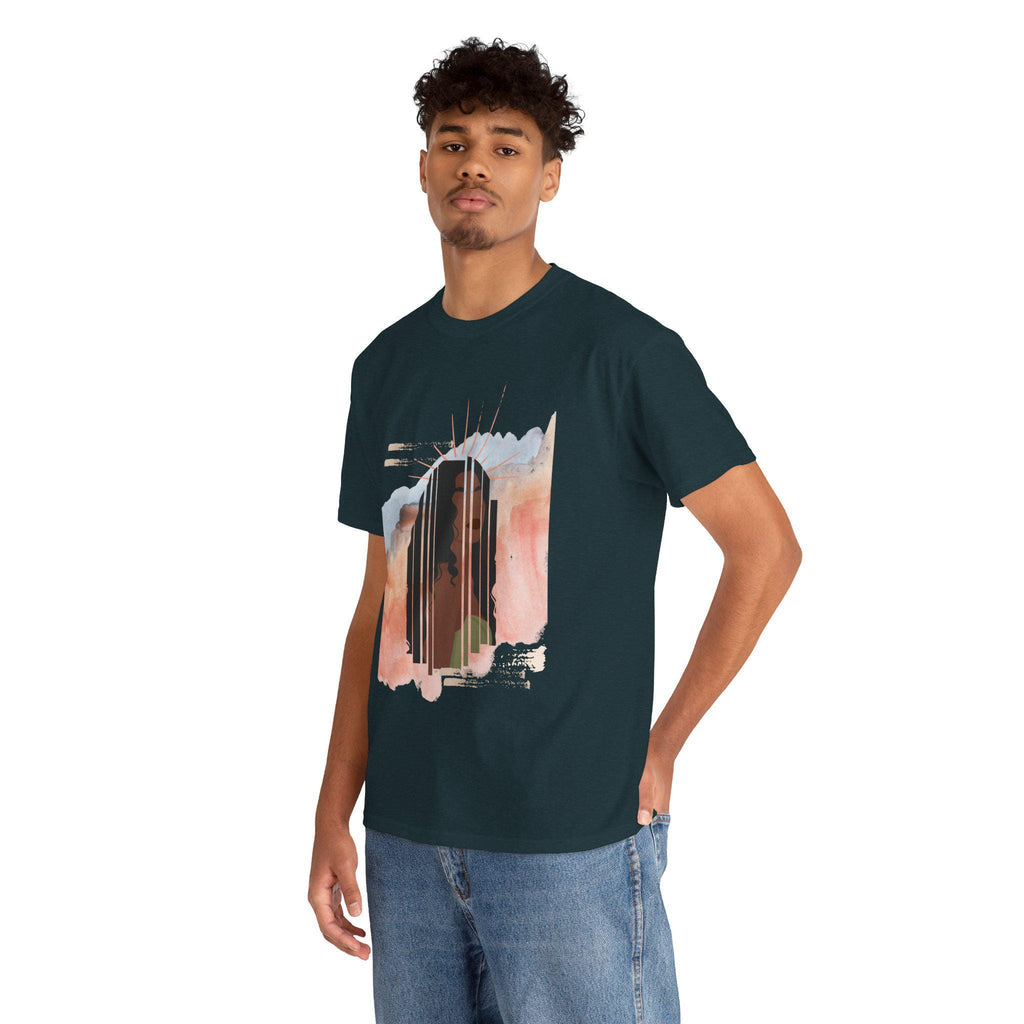 Afrocentric Woman Portrait Tee: Abstract Celestial Empowerment Shirt