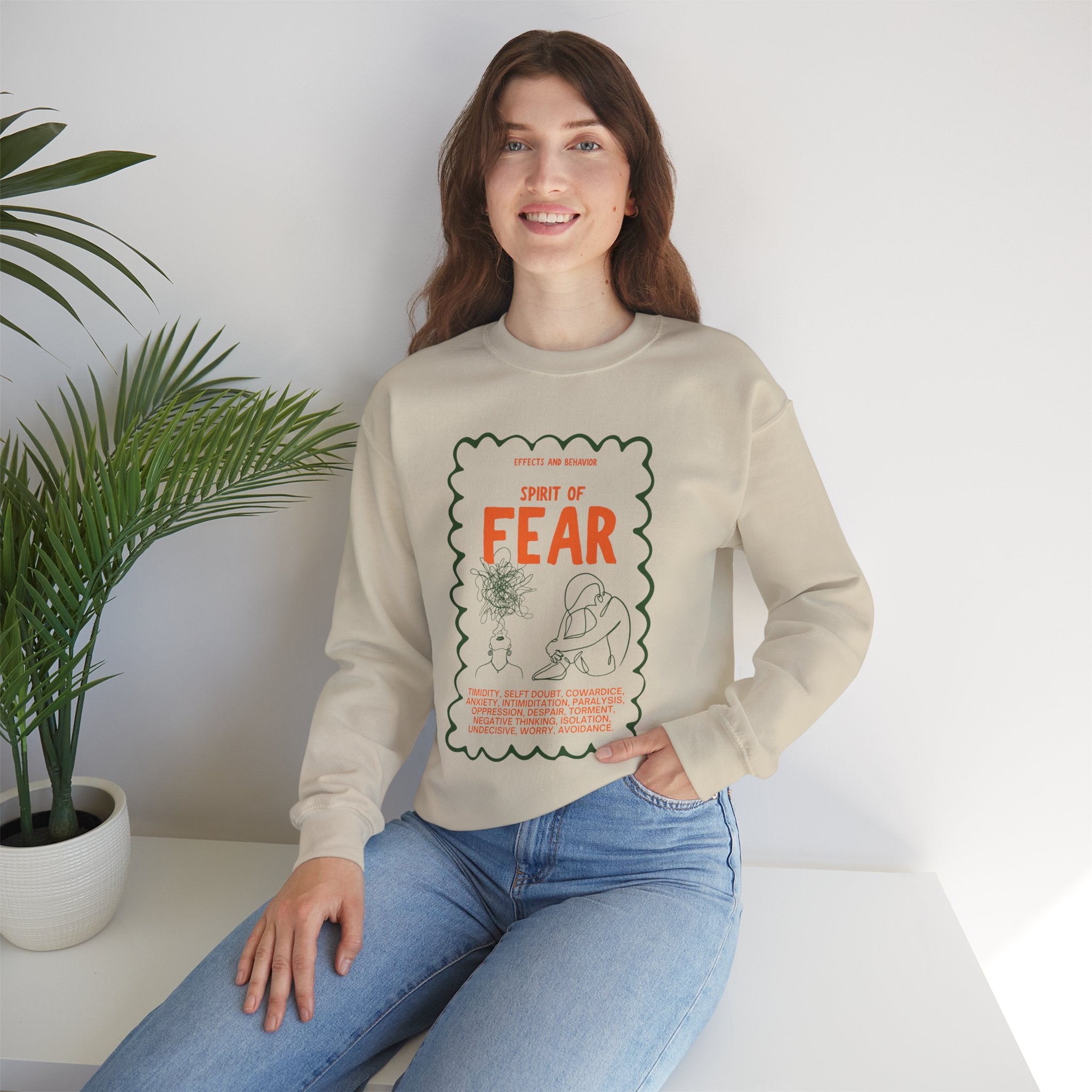 Christian Sweatshirt - Spirit of Fear Spirit of Power Faith Bible Verse Clothing