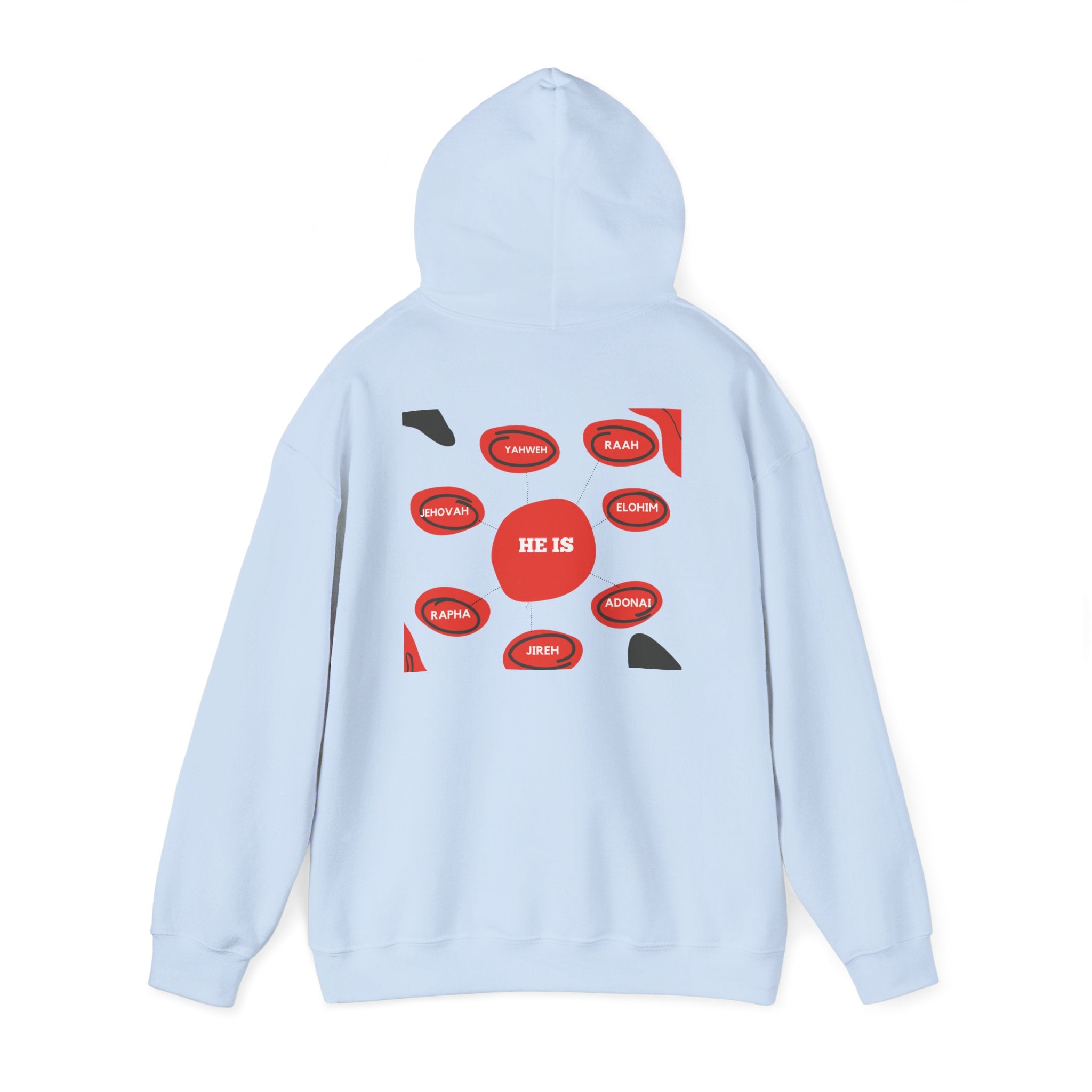 God Names Unisex Hoodie - Yahweh, El Shaddai, Elohim, Adonai, Jehovah Jireh, Jehovah Rapha, Jehovah Nissi, Jehovah Shalom, Jehovah Raah,