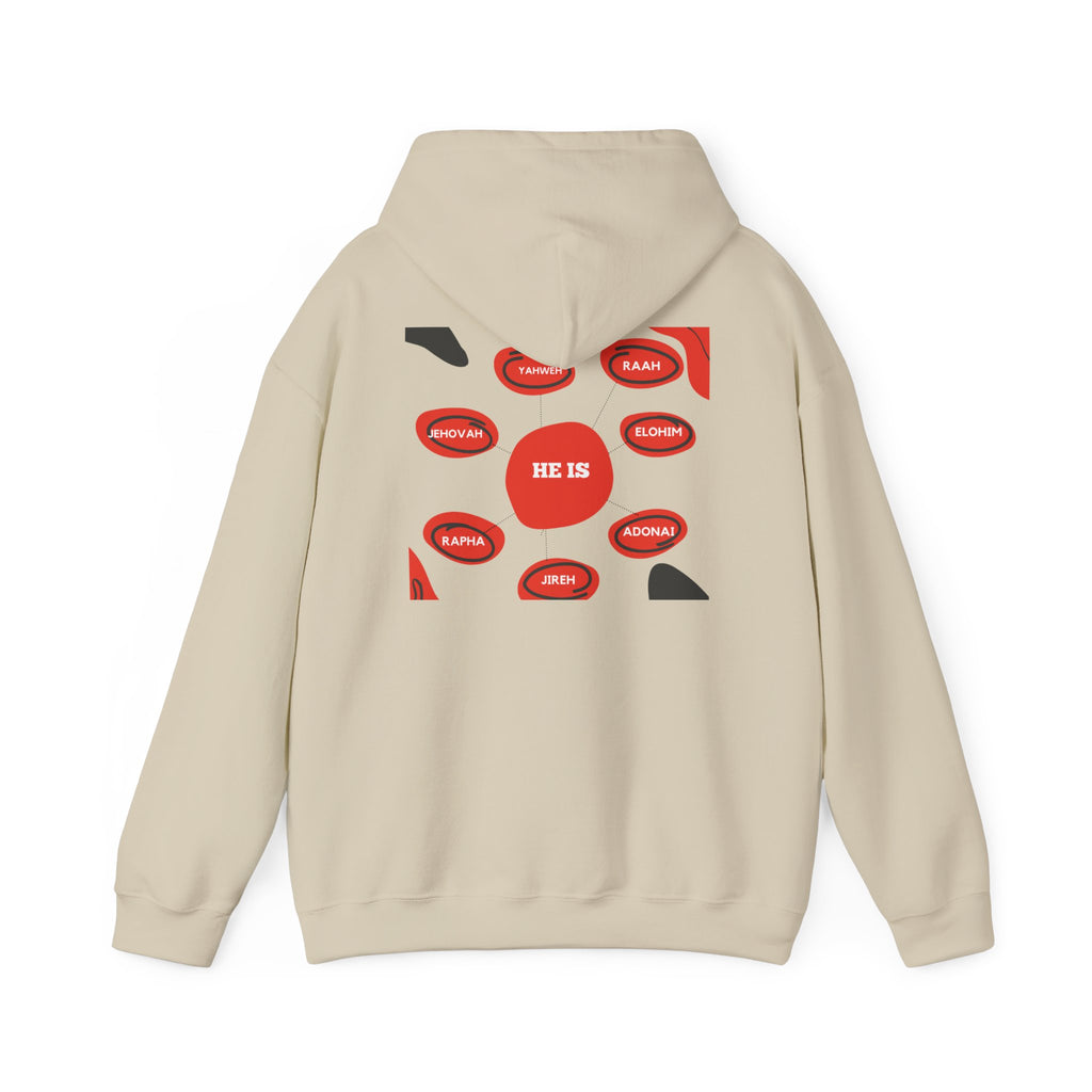God Names Unisex Hoodie - Yahweh, El Shaddai, Elohim, Adonai, Jehovah Jireh, Jehovah Rapha, Jehovah Nissi, Jehovah Shalom, Jehovah Raah,