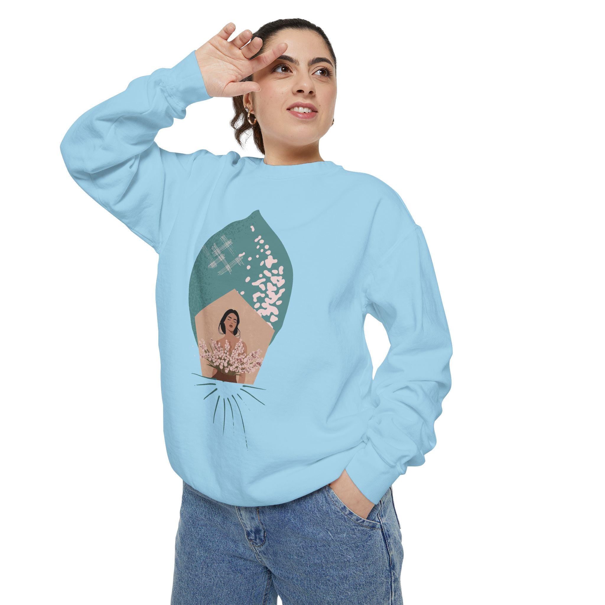 Botanical Lemon Unisex Sweatshirt, Floral Design, Cozy Jumper, Gender Neutral Pullover, Flower Print Sweater