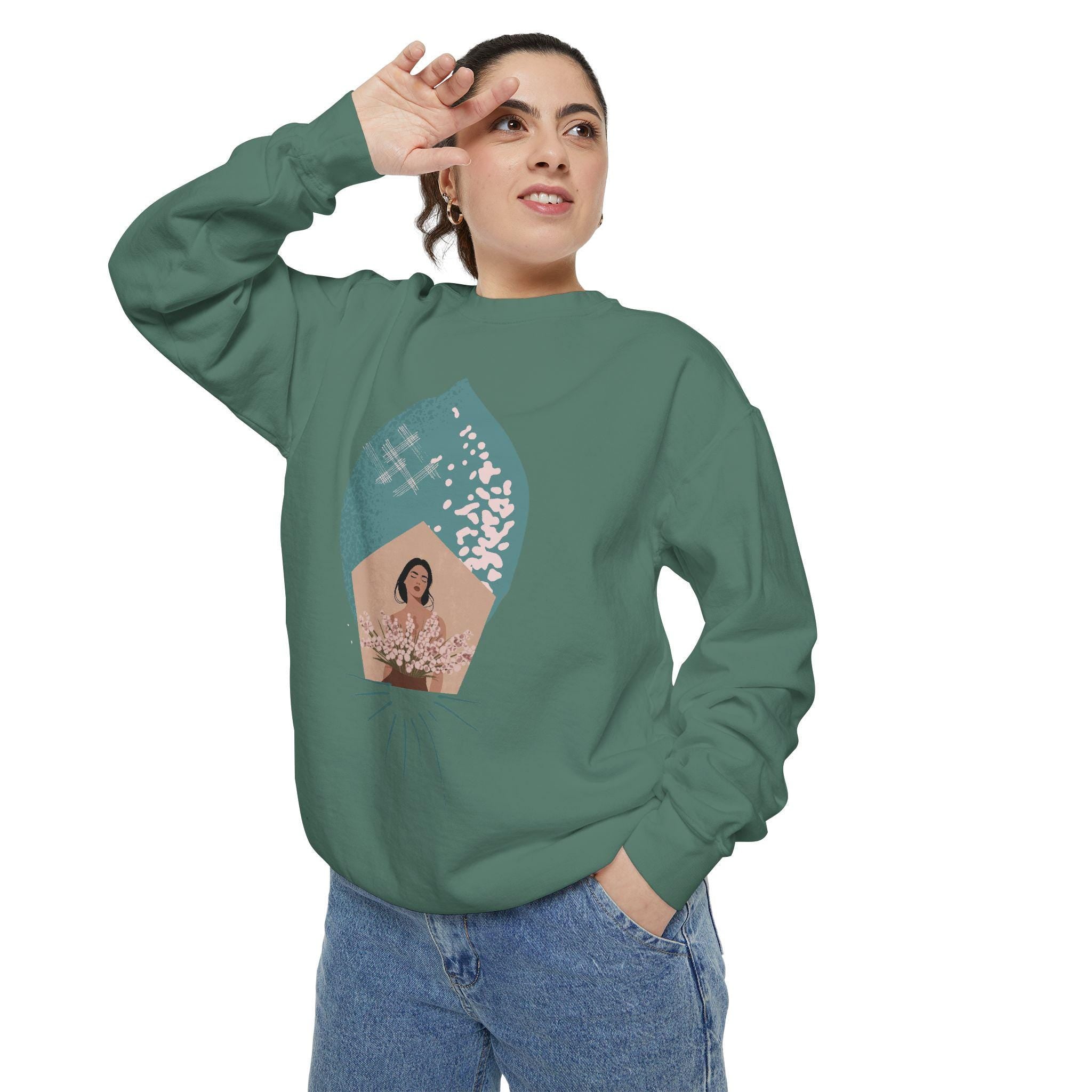 Botanical Lemon Unisex Sweatshirt, Floral Design, Cozy Jumper, Gender Neutral Pullover, Flower Print Sweater