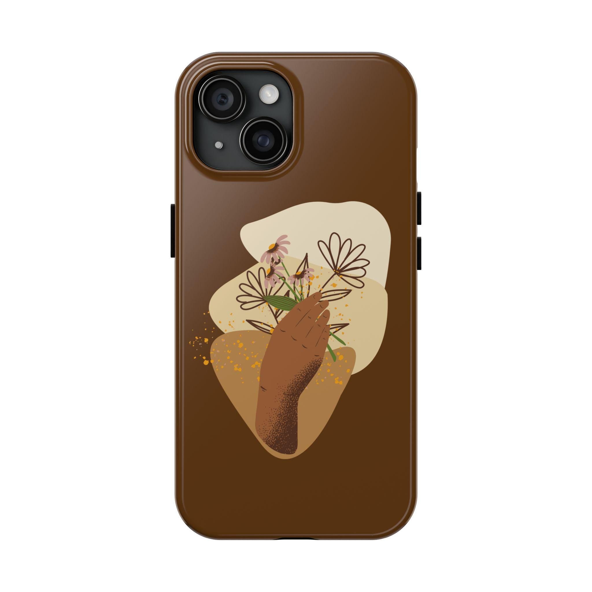 Floral Hand Phone Case: Botanical Tough Phone Cover