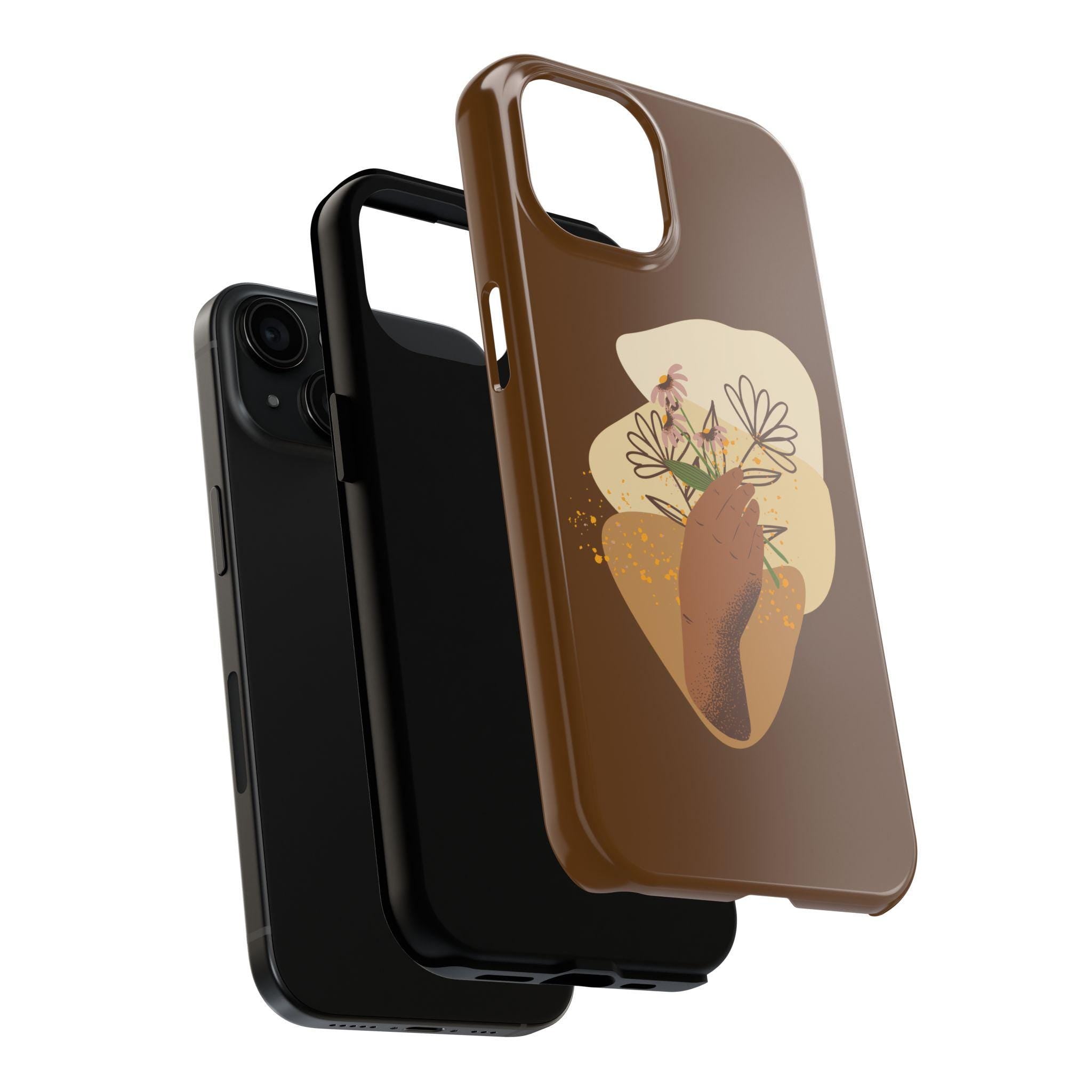 Floral Hand Phone Case: Botanical Tough Phone Cover