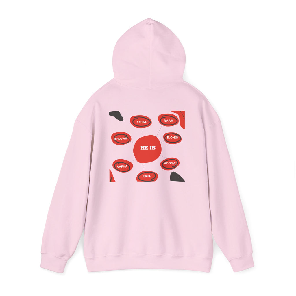 God Names Unisex Hoodie - Yahweh, El Shaddai, Elohim, Adonai, Jehovah Jireh, Jehovah Rapha, Jehovah Nissi, Jehovah Shalom, Jehovah Raah,