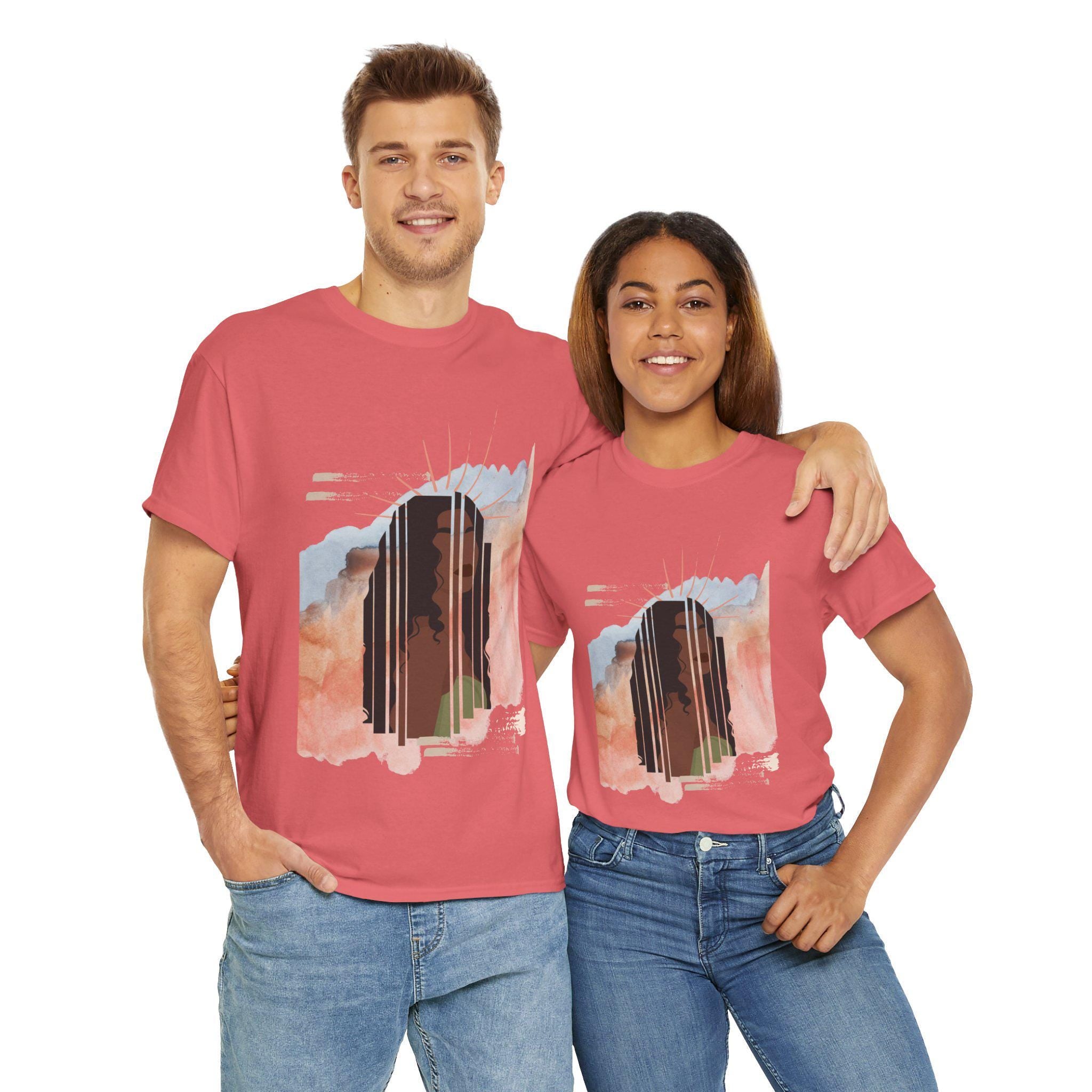 Afrocentric Woman Portrait Tee: Abstract Celestial Empowerment Shirt