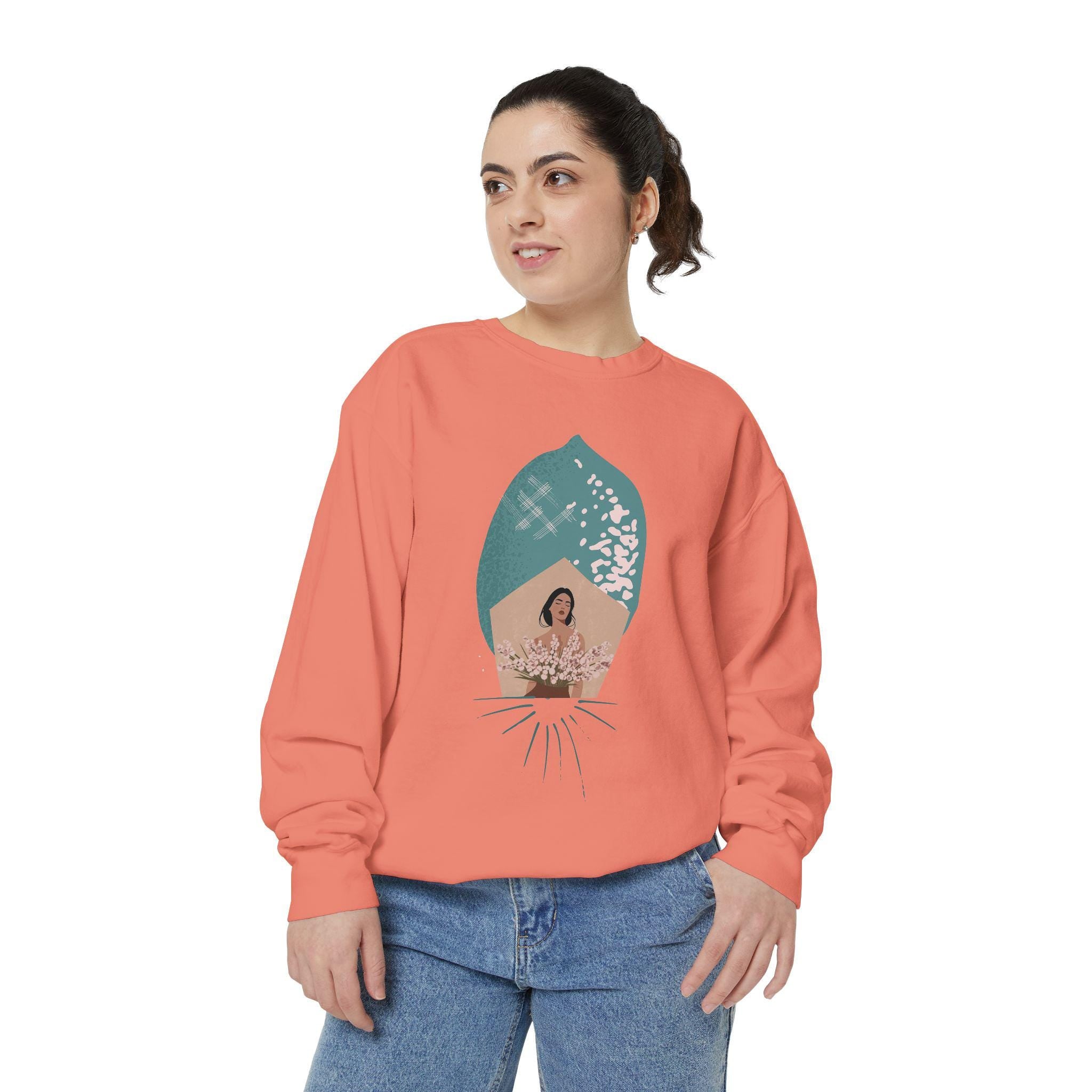 Botanical Lemon Unisex Sweatshirt, Floral Design, Cozy Jumper, Gender Neutral Pullover, Flower Print Sweater