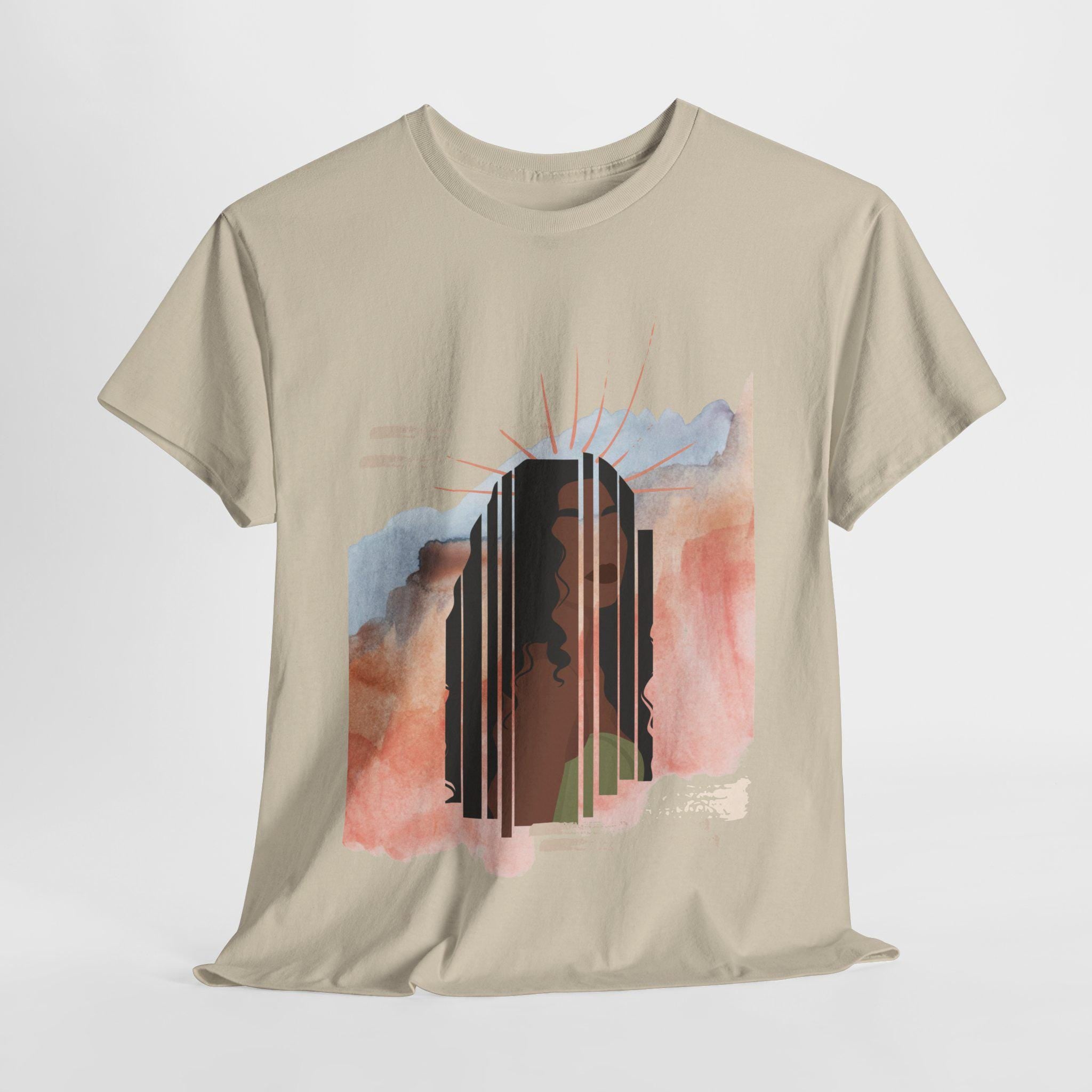 Afrocentric Woman Portrait Tee: Abstract Celestial Empowerment Shirt