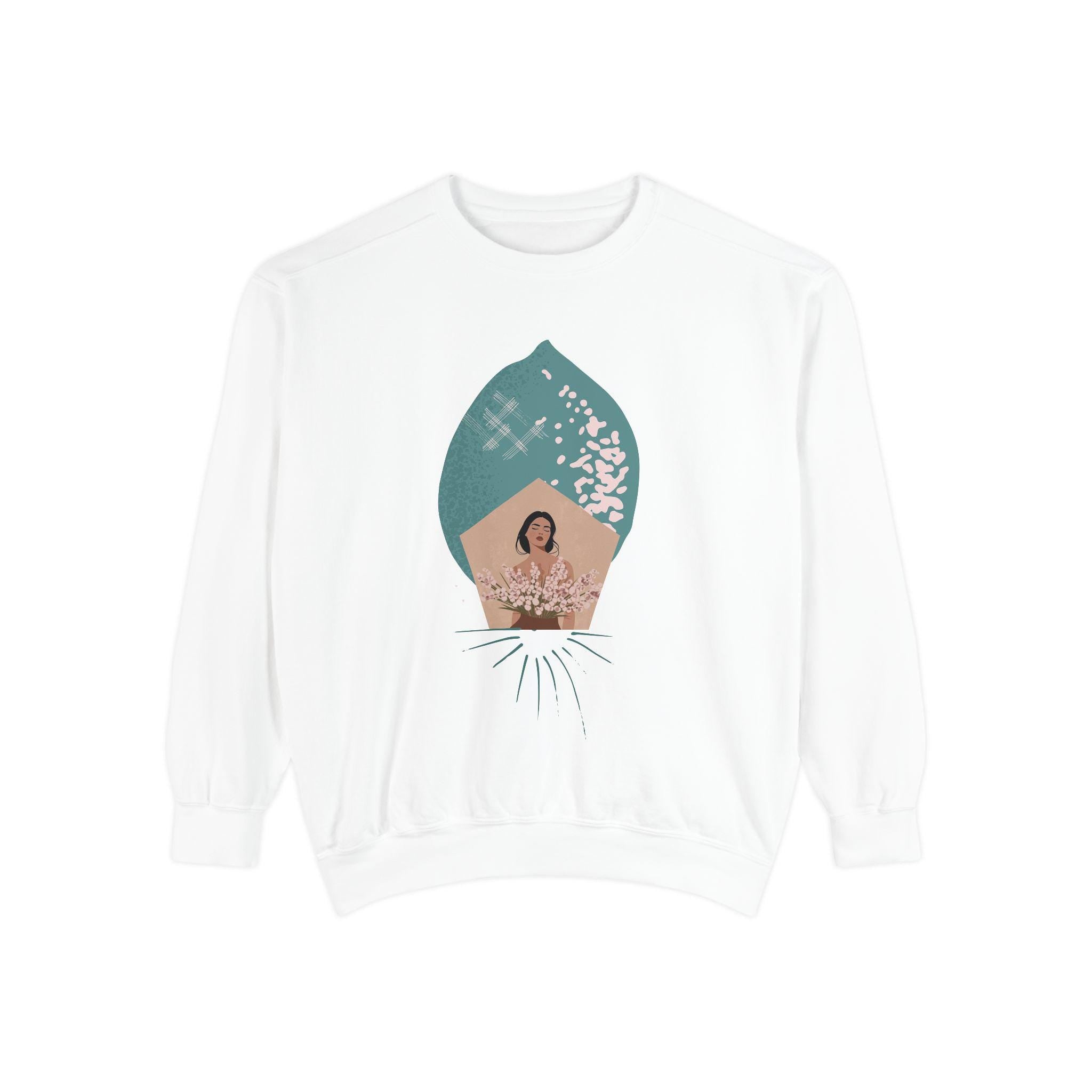 Botanical Lemon Unisex Sweatshirt, Floral Design, Cozy Jumper, Gender Neutral Pullover, Flower Print Sweater