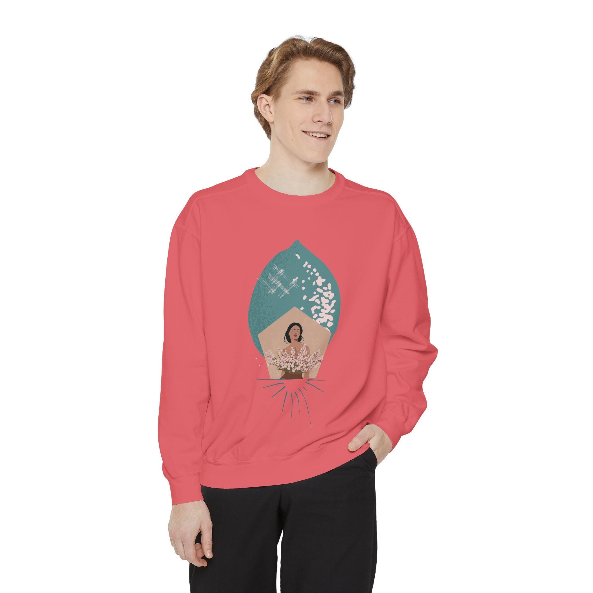 Botanical Lemon Unisex Sweatshirt, Floral Design, Cozy Jumper, Gender Neutral Pullover, Flower Print Sweater