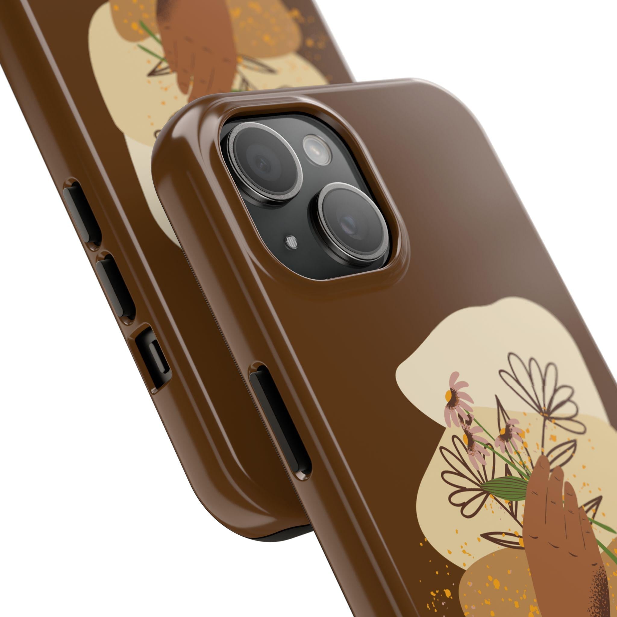 Floral Hand Phone Case: Botanical Tough Phone Cover