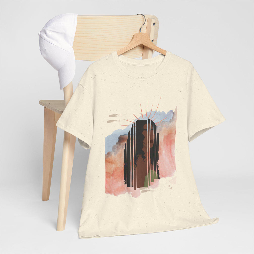 Afrocentric Woman Portrait Tee: Abstract Celestial Empowerment Shirt