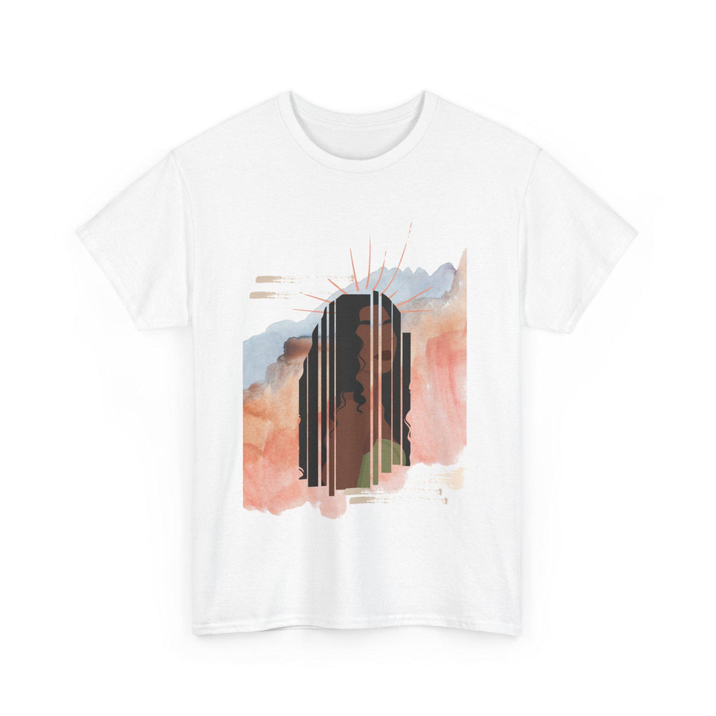 Afrocentric Woman Portrait Tee: Abstract Celestial Empowerment Shirt