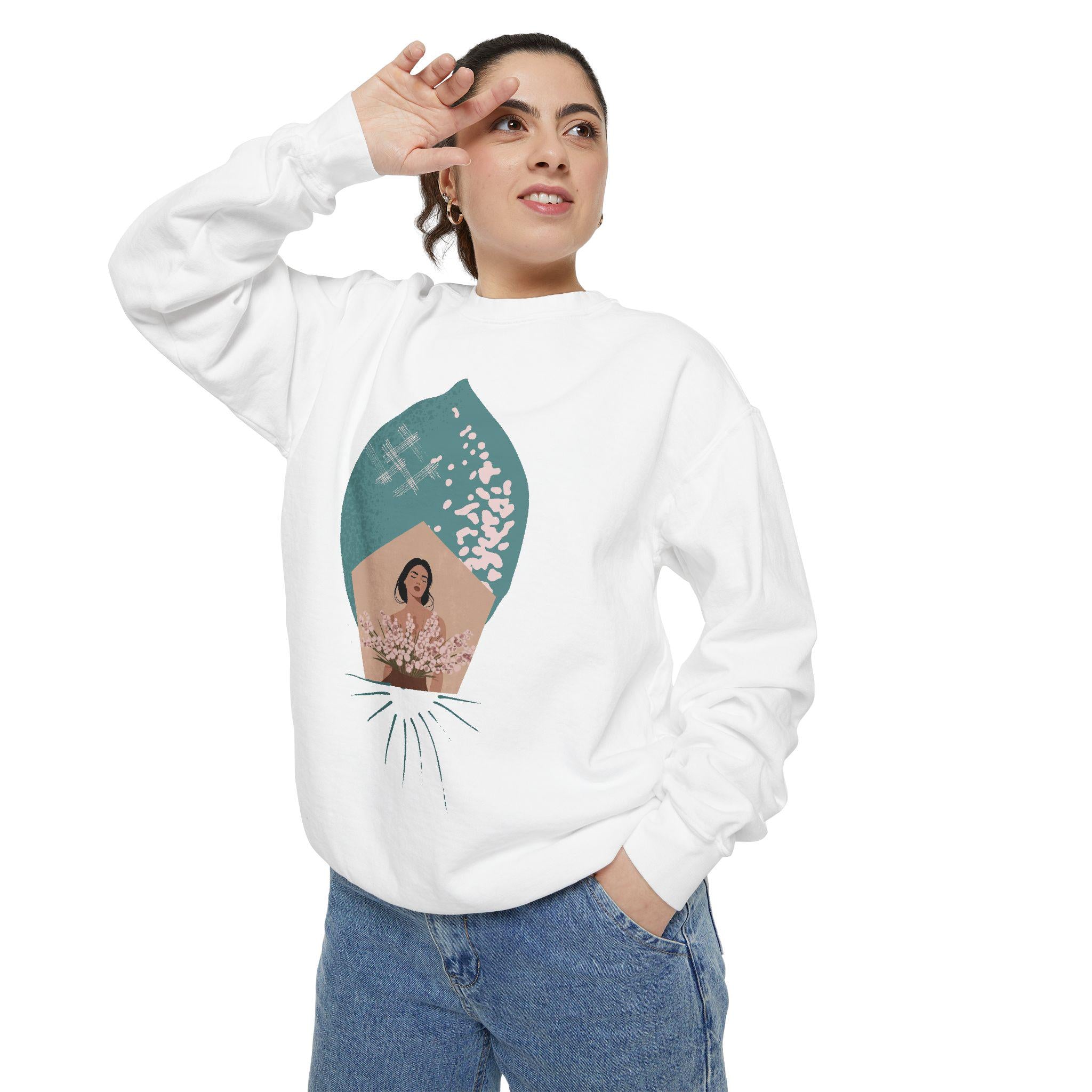 Botanical Lemon Unisex Sweatshirt, Floral Design, Cozy Jumper, Gender Neutral Pullover, Flower Print Sweater